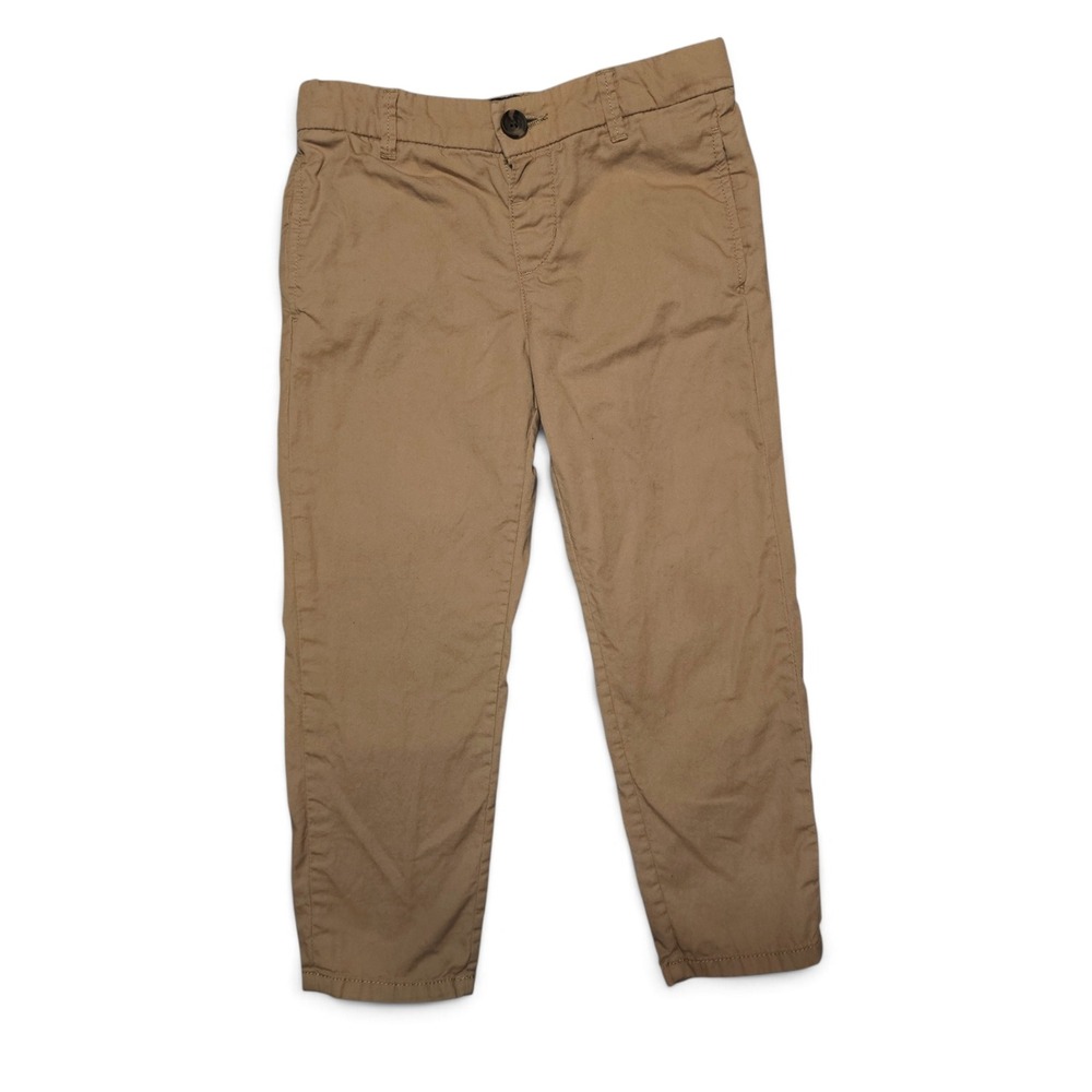 H&M Chino Pants Boys 4T Brown Excellent Flat Front Trousers